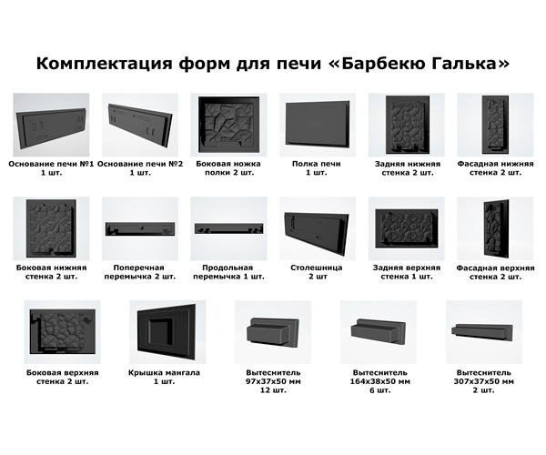 Комплект форм для барбекю с фактурой «Галька»